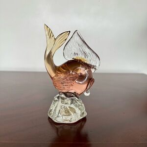 Arte Murano ICET Blown Glass Fish Figurine Orangey Pink 5.5” Vintage Paperweight